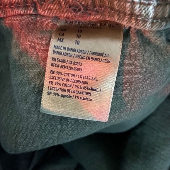 American Eagle Khaki Drawstring Shorts Green Stretch Cotton Cuffed Women Size 10 - Picture 6 of 7